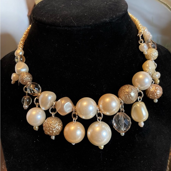 TRESKA PEARL Necklace Statement piece Wire Wrap expandable - Picture 1 of 5